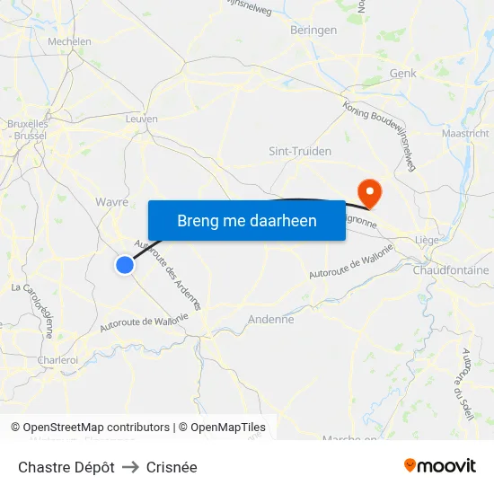 Chastre Dépôt to Crisnée map