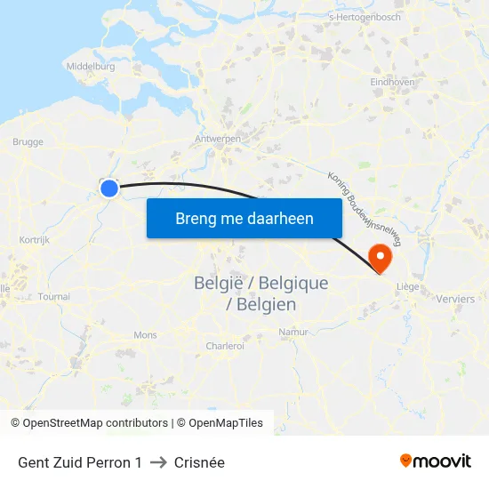 Gent Zuid Perron 1 to Crisnée map