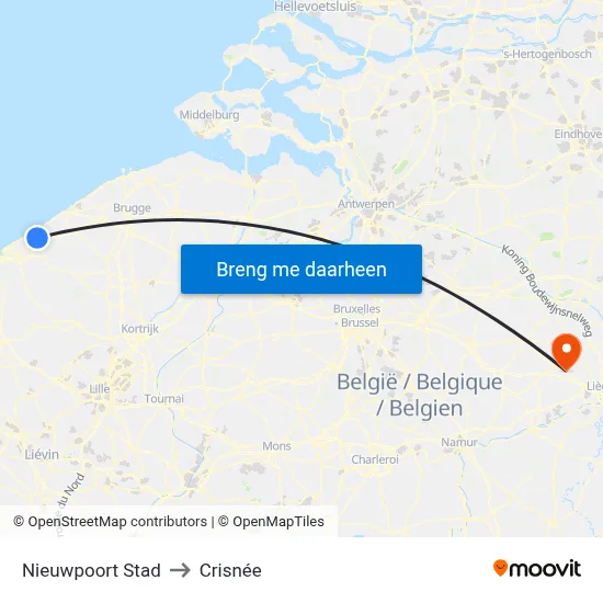 Nieuwpoort Stad to Crisnée map