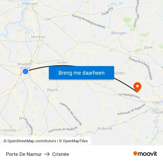 Porte De Namur to Crisnée map