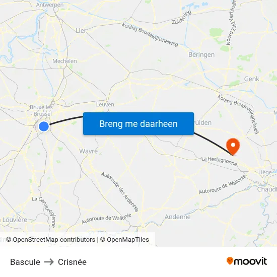 Bascule to Crisnée map