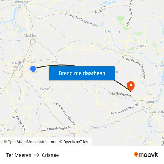 Ter Meeren to Crisnée map