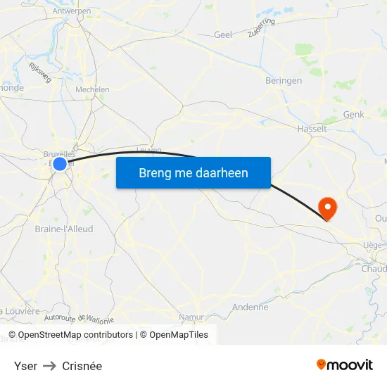 Yser to Crisnée map
