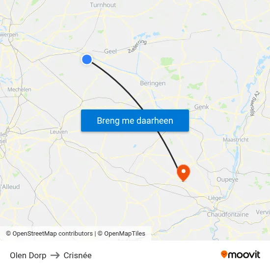 Olen Dorp to Crisnée map