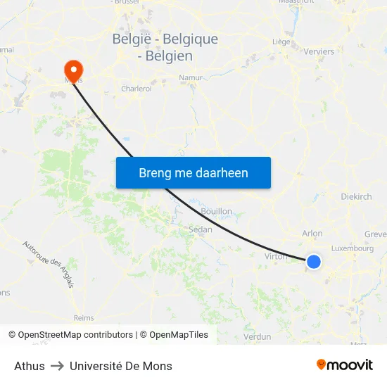 Athus to Université De Mons map