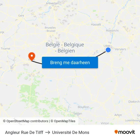 Angleur Rue De Tilff to Université De Mons map