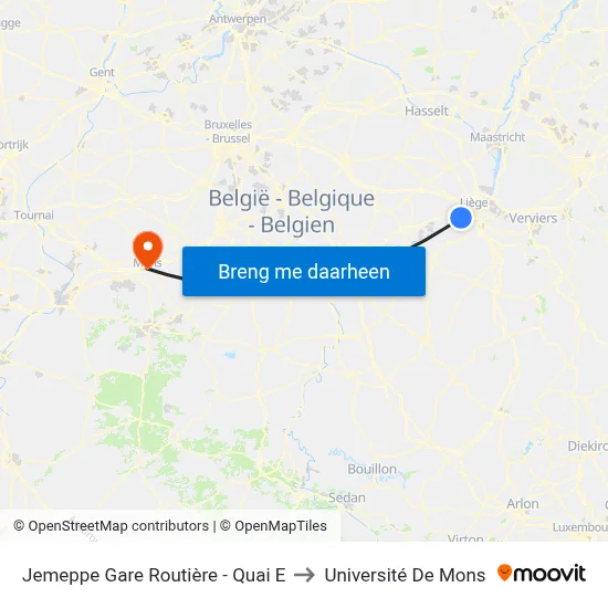 Jemeppe Gare Routière - Quai E to Université De Mons map