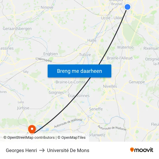 Georges Henri to Université De Mons map