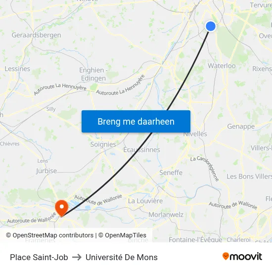 Place Saint-Job to Université De Mons map