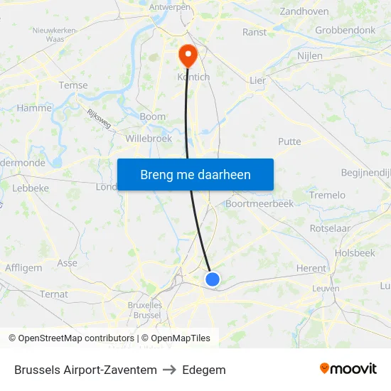 Brussels Airport-Zaventem to Edegem map