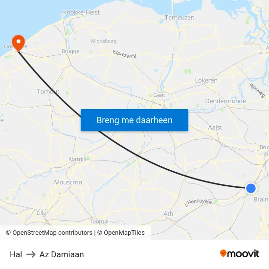 Hal to Az Damiaan map