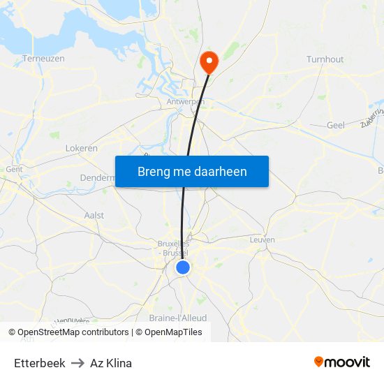 Etterbeek to Az Klina map