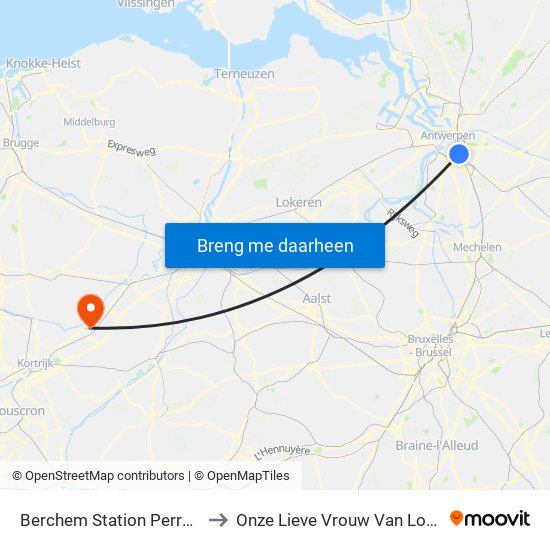 Berchem Station Perron 22 to Onze Lieve Vrouw Van Lourdes map