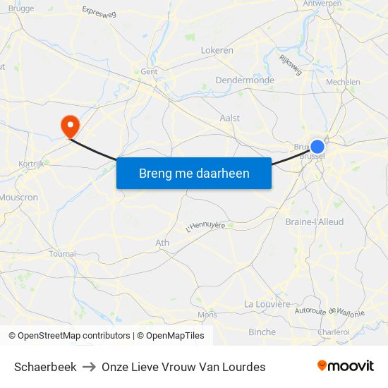 Schaerbeek to Onze Lieve Vrouw Van Lourdes map