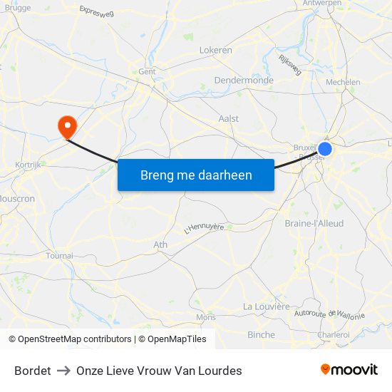 Bordet to Onze Lieve Vrouw Van Lourdes map