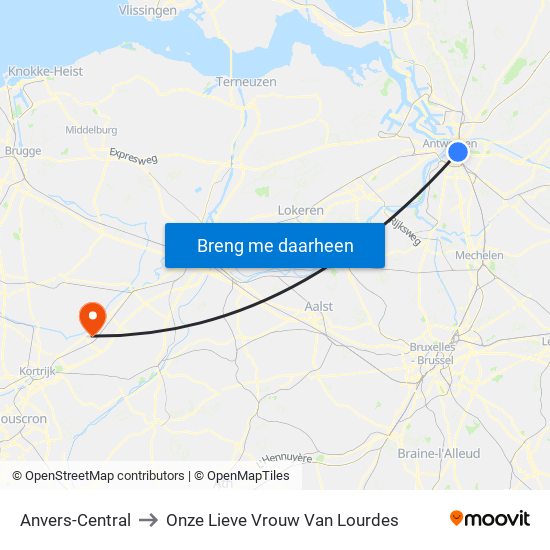 Anvers-Central to Onze Lieve Vrouw Van Lourdes map