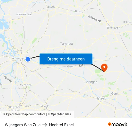 Wijnegem Wsc Zuid to Hechtel-Eksel map