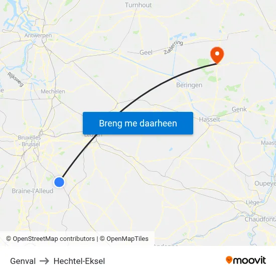 Genval to Hechtel-Eksel map