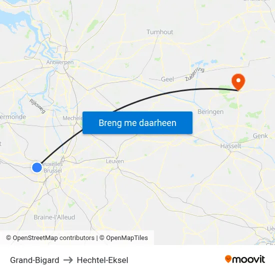 Grand-Bigard to Hechtel-Eksel map
