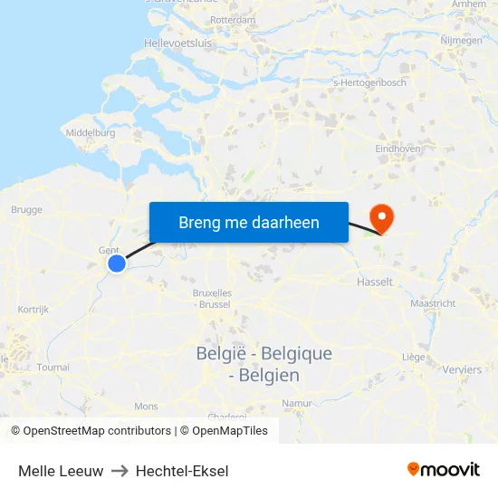 Melle Leeuw to Hechtel-Eksel map