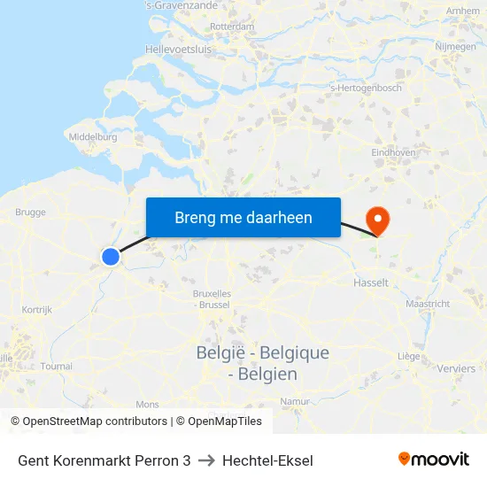 Gent Korenmarkt Perron 3 to Hechtel-Eksel map