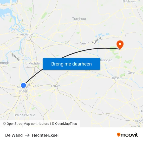 De Wand to Hechtel-Eksel map