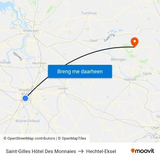 Saint-Gilles Hôtel Des Monnaies to Hechtel-Eksel map