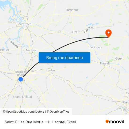 Saint-Gilles Rue Moris to Hechtel-Eksel map