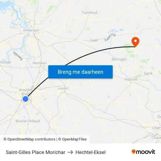 Saint-Gilles Place Morichar to Hechtel-Eksel map