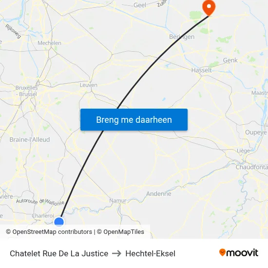 Chatelet Rue De La Justice to Hechtel-Eksel map
