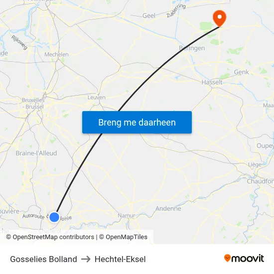Gosselies Bolland to Hechtel-Eksel map