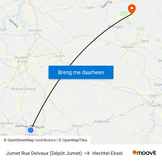 Jumet Rue Delvaux (Dépôt Jumet) to Hechtel-Eksel map