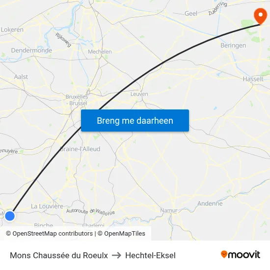 Mons Chaussée du Roeulx to Hechtel-Eksel map