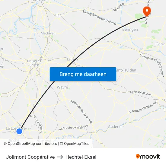 Jolimont Coopérative to Hechtel-Eksel map