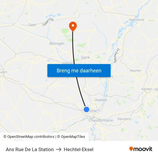 Ans Rue De La Station to Hechtel-Eksel map