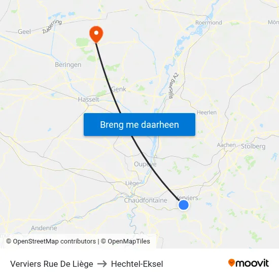 Verviers Rue De Liège to Hechtel-Eksel map