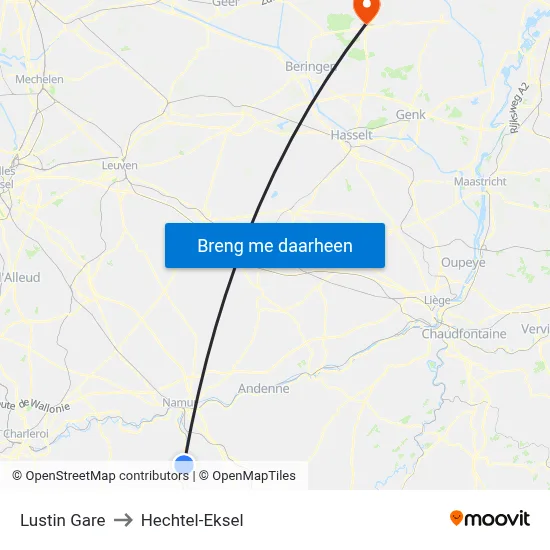 Lustin Gare to Hechtel-Eksel map