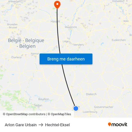 Arlon Gare Urbain to Hechtel-Eksel map