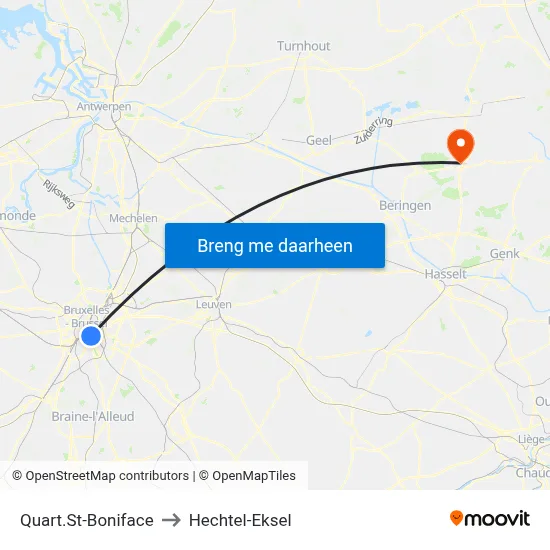 Quart.St-Boniface to Hechtel-Eksel map