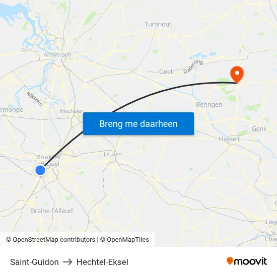 Saint-Guidon to Hechtel-Eksel map