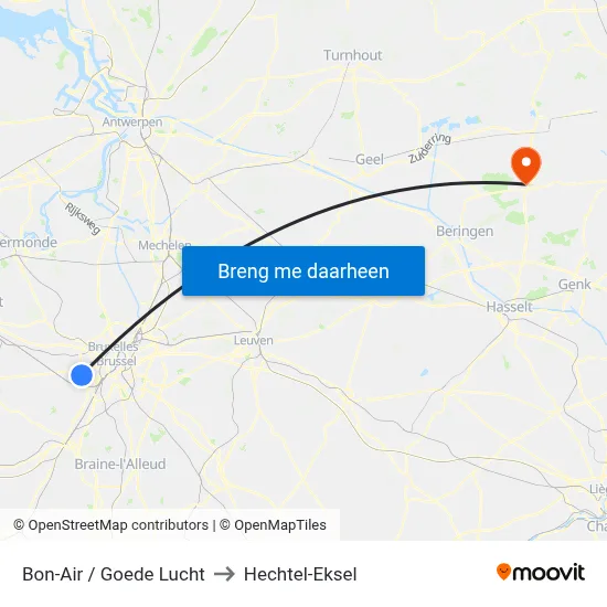 Bon-Air / Goede Lucht to Hechtel-Eksel map