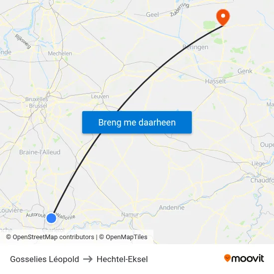 Gosselies Léopold to Hechtel-Eksel map