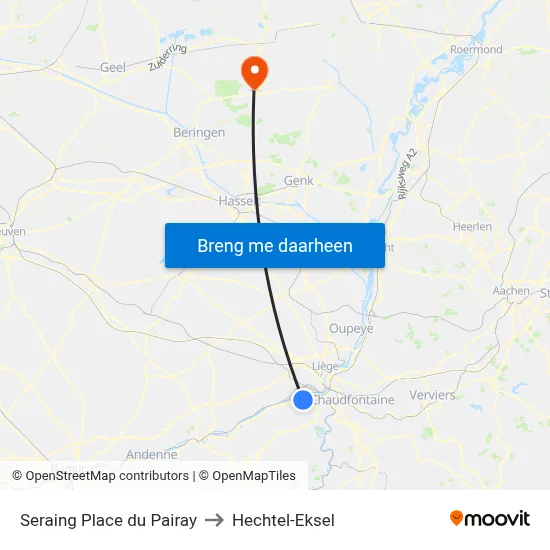 Seraing Place du Pairay to Hechtel-Eksel map