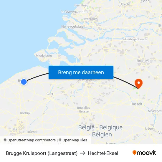 Brugge Kruispoort (Langestraat) to Hechtel-Eksel map