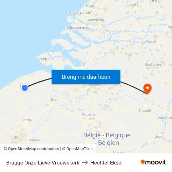Brugge Onze-Lieve-Vrouwekerk to Hechtel-Eksel map