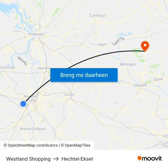 Westland Shopping to Hechtel-Eksel map