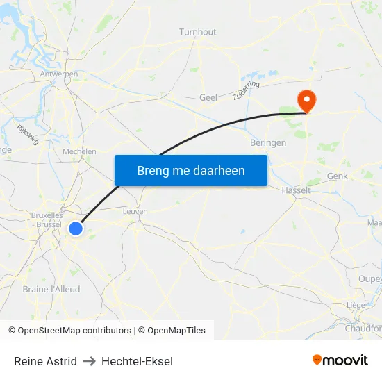 Reine Astrid to Hechtel-Eksel map