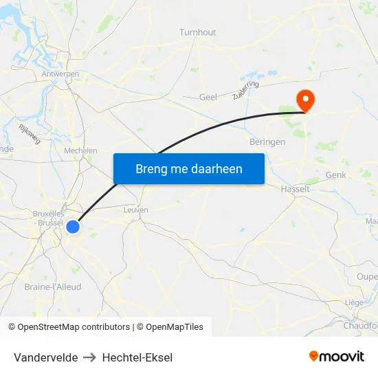 Vandervelde to Hechtel-Eksel map