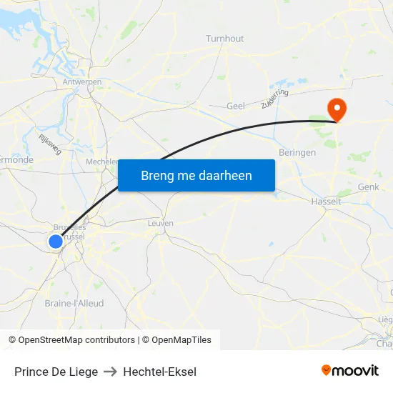 Prince De Liege to Hechtel-Eksel map