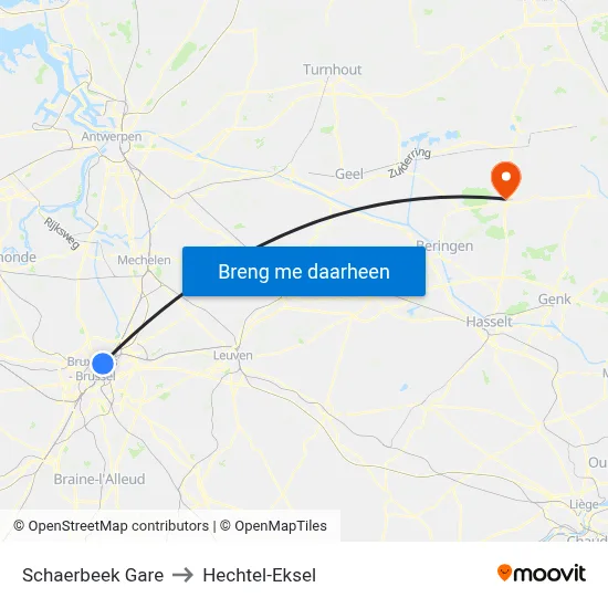 Schaerbeek Gare to Hechtel-Eksel map